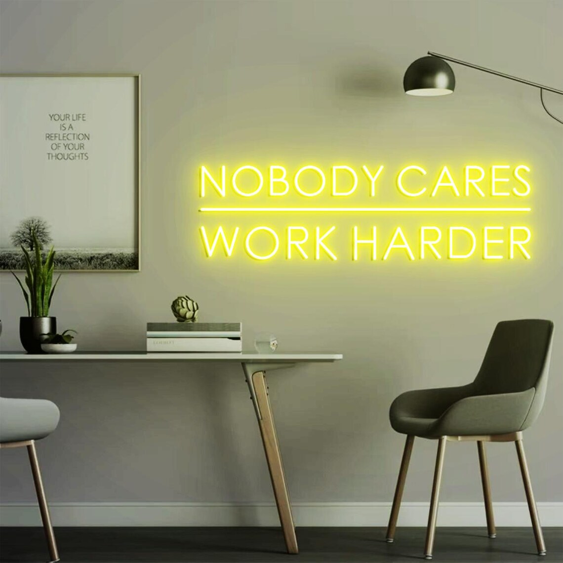 Nobody Cares Work Harder Neon  - Home Gym Outdoor Ideas review and price