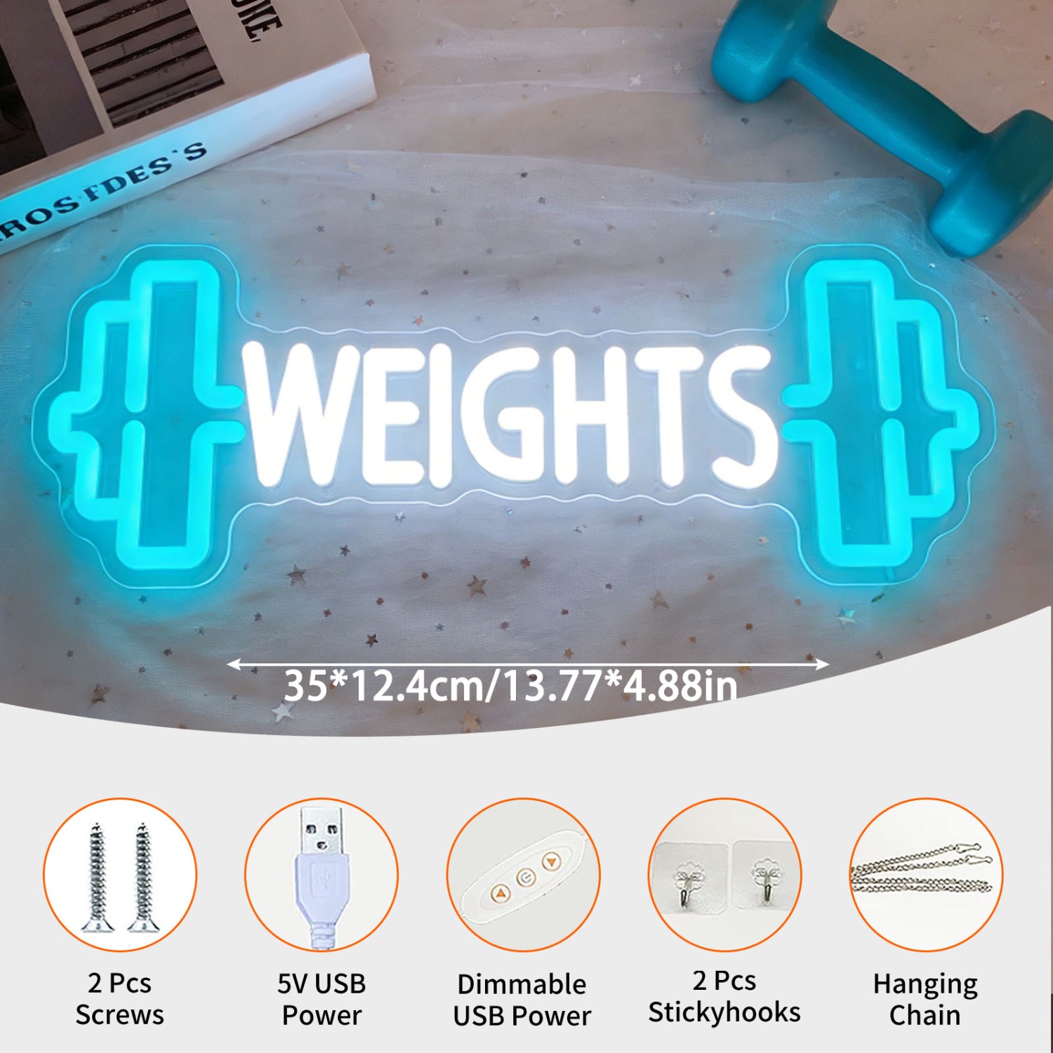 Weights Dumbbell Neon Sign LED - Home Gym Neon Sign review and price