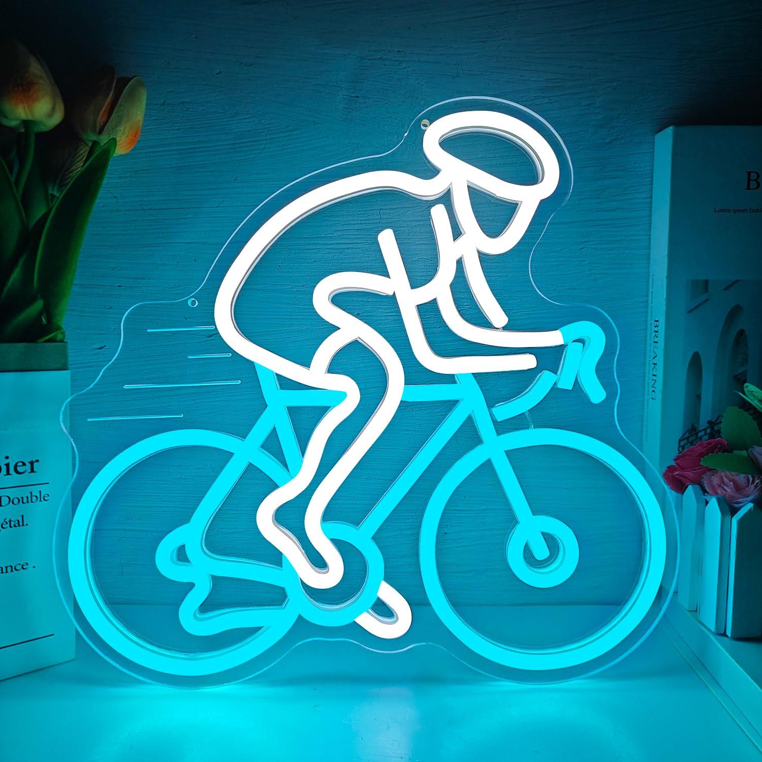 Cyclist Riding Bike Neon Sign  - Home Gym Neon Sign review and price