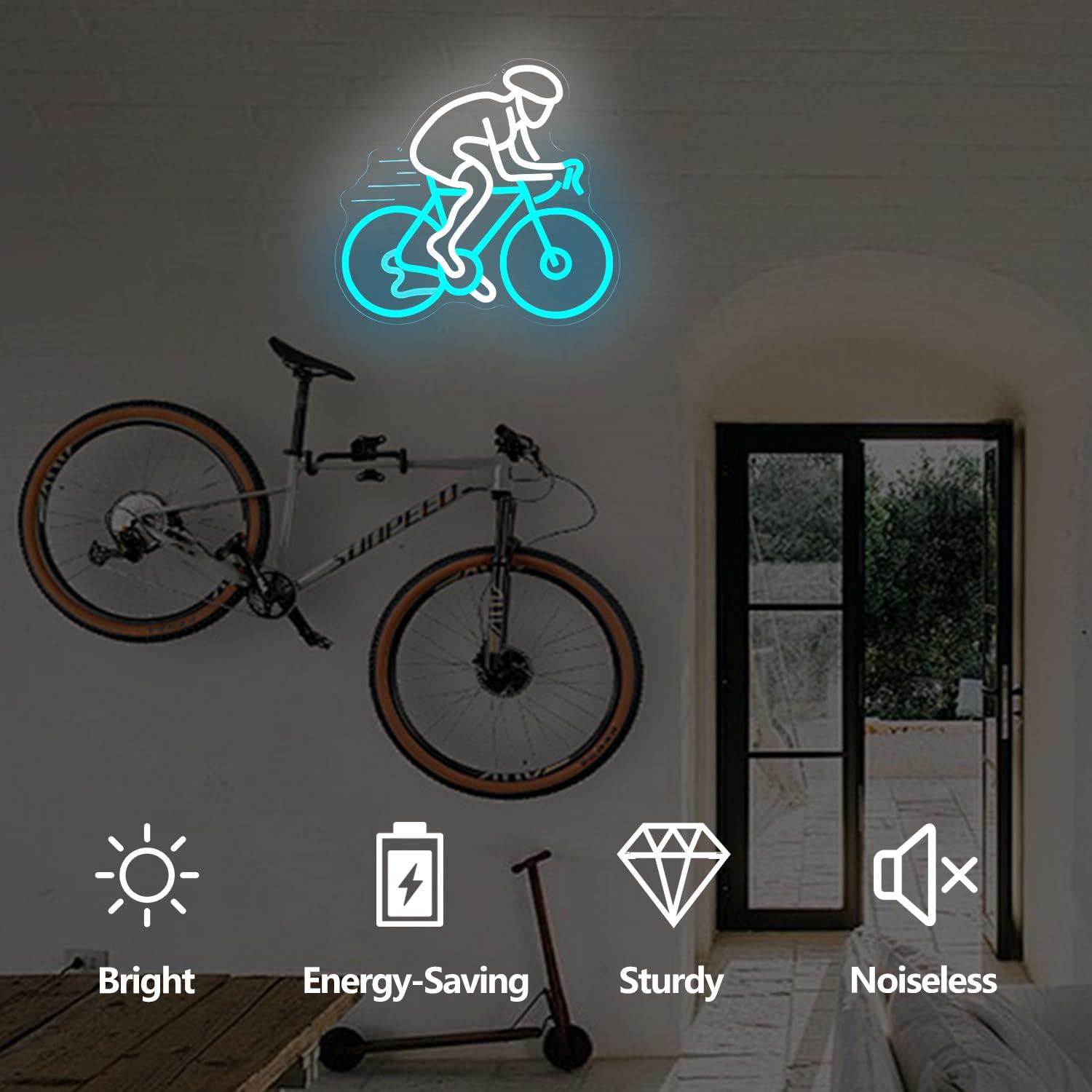 Cyclist Riding Bike Neon Sign  - Home Gym Neon Sign review and price