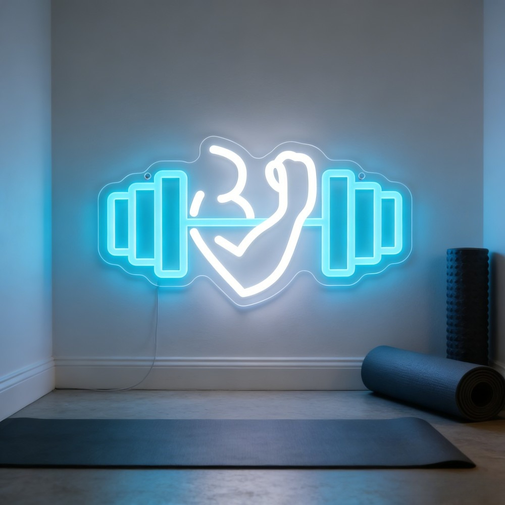 Bicep Dumbbell Neon Sign LED W - Home Gym Neon Sign review and price