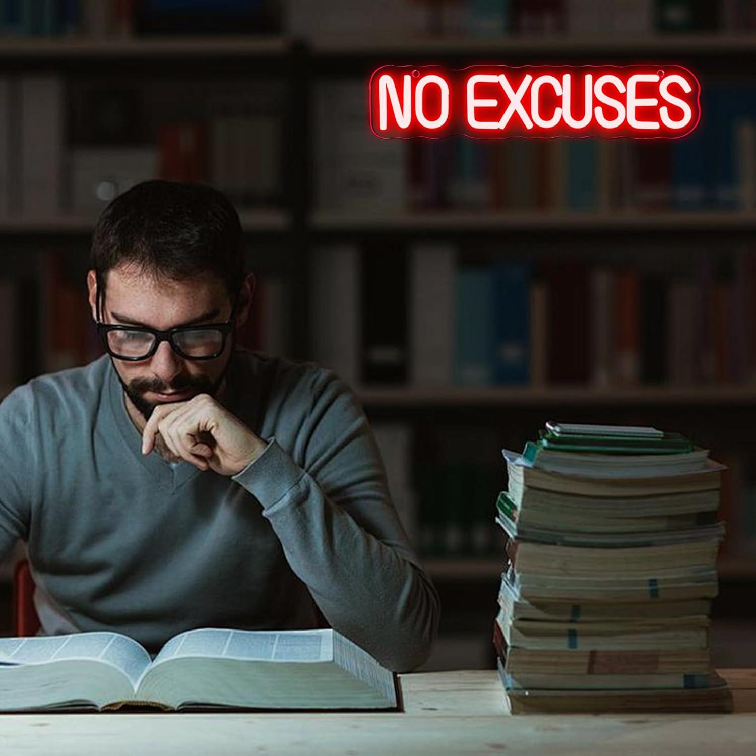 No Excuses Neon Sign USB Dimma - Home Gym Neon Sign review and price