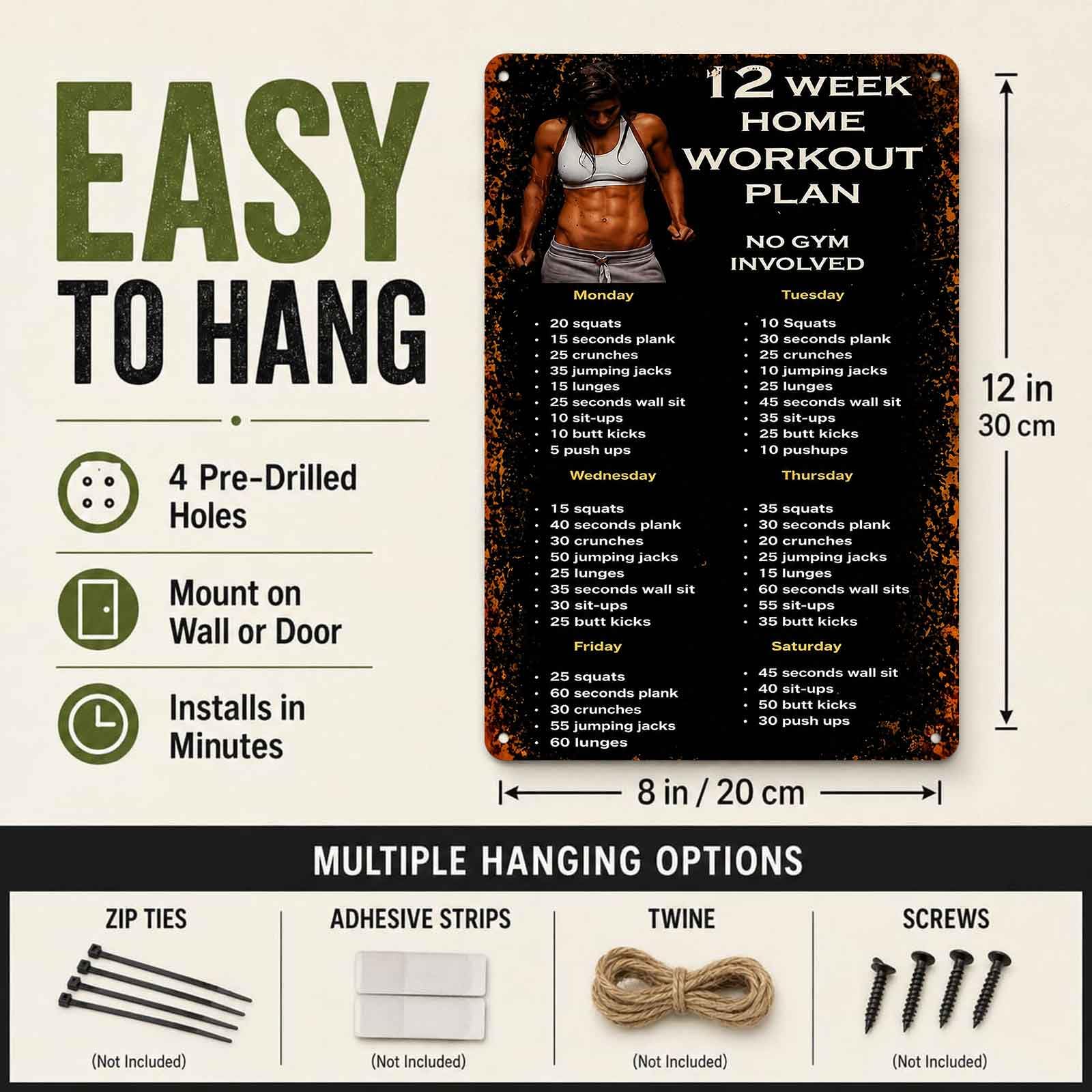 Aluminum Sign for 12-Week Home - Workout Plan Home Gym review and price